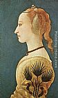 Portrait of a Young Lady Paintings - Portrait of a Lady in Yellow by Alessio Baldovinetti